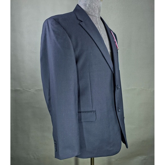 Tommy Hilfiger Sport Coat Mens 44S Navy Pinstriped 100% Wool Quiet Luxury NWT - Picture 3 of 10